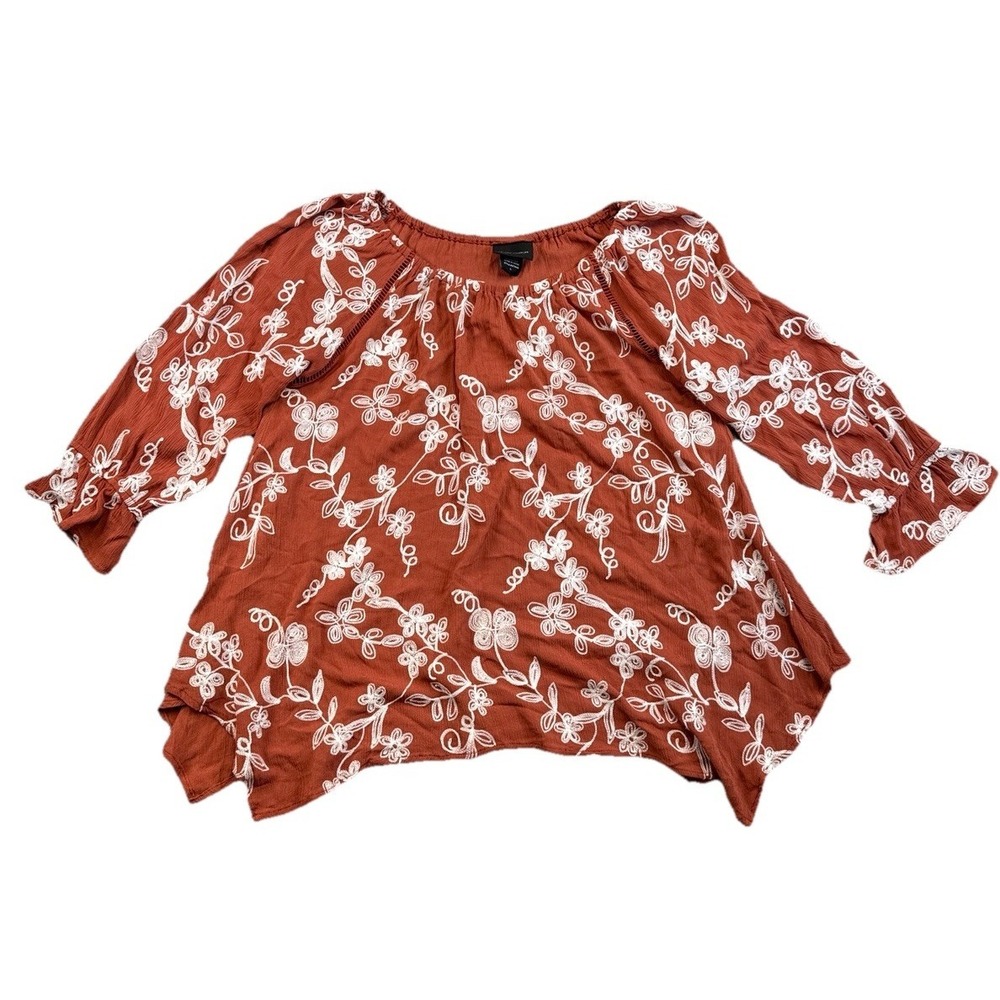 Liv Los Angeles Embroidered Floral Off The Shoulder Blouse Sz L Boho Festival